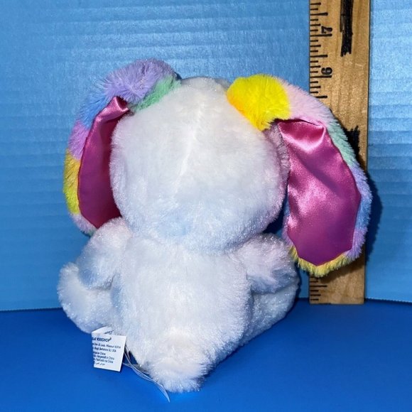 Build A Bear Buddies Smallfrys Bunny Rabbit White Rainbow Ears 7" Plush Easter - Picture 3 of 5